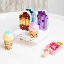 蒙特梭利木制玩具，仿真食物套装，过家家甜点架厨房游戏，冰淇淋冰棒可拆卸角色扮演玩具，培养技能，亲子活动，儿童生日礼物 - 彩色 - 查看 5