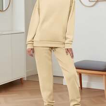 Women's Autumn And Winter Sportswear Long-Sleeved Pullover Sweatshirt With Casual Trouser Suits, Tracksuit, Track Suits Women Two Piece, Tracksuits, Sweat Suits Women Two Piece, Women Two Piece Outfits, Tracksuits Sets For Ladies, Winter Clothes For Women, Track Suits Sets For Women, Two Piece Outfits For Women, Sweatpants Women, Sweat Suits For Women, Co Ord Sets Women Clothes, Plus Size Two Piece Outfits, Tracksuits For Women, Black Tracksuit Women, Winter Sets For Women, - 杏色 - 查看 1
