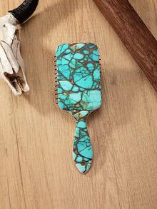 1支西部牛仔风格绿松石牛头闪电印花大号气垫发梳，美发造型工具，头皮按摩梳，日常使用，发梳，后梳，造型梳，卷发梳，边缘梳，梳子，梳头，发梳套装，梳子，卷发梳，解结梳，女士发梳，头发，旅行，美发产品，美发工具，美发用品，理发师，理发师配件，理发店，美发设备 - 彩色 - 查看 4