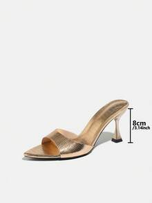 女士香槟色尖头细高跟凉鞋，闪亮迷人，适合派对、宴会、海滩，时尚优雅 - 香檳色 - 查看 5