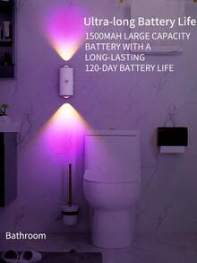 1pc Modern Sensor Night Light, USB Rechargeable LED Wall Lamp, RGB Dimmable, Suitable For Entrance, Bedside, Desk, Wardrobe, Etc., With Magnetic Stair Light - White - View 6