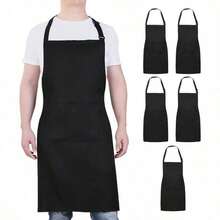 Minimalist Black Chef Apron - Pocket-Free, Unisex Adult Apron For A Sleek Look | Kitchen Essentials/Chef Aprons/Beginner Kitchen Tools/Cooking Must-Haves - Black - View 12