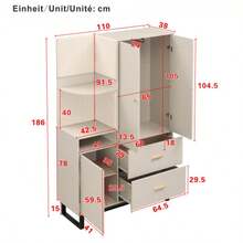 Kompaktgarderoben, Flurgarderobe, Dielenschrank Wandschrank Regal Diele & Flur Kleiderschrank mit gepolsterten Paneelen Schuhschrank, (BxHxT): 110x186x38 cm