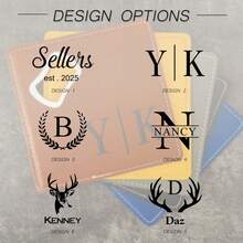 1pc/5pcs/10pcs/20pcs Customized Engraved Black Marble Texture Wooden Coasters, Personalized Coaster Gifts, Housewarming, Wedding, Anniversary Gifts - Black Marble - View 11