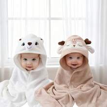 2pcs New Soft Hooded Baby Bath Towels, Soft & Comfortable, Cartoon Design, Super Absorbent Ultra-Fine Fiber Infant Towels, Can Be Used As Stroller Cover, Newborn Blanket, Children Hooded Towel. Suitable For Shower, Swimming, Beach, Home And Other Scenarios. Suitable For 0-3 Years Old Infants And Toddlers, Great Gift Choice For Halloween, Christmas - Multicolor - View 13