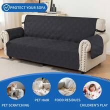 YSTYLE Single-Seater Sofa Cover With Armrests, Reversible Cat-Friendly Scratch-Resistant Couch Cover, Double-Sided Quilted Sofa Cover, Universal Sofa Cover - Black + Khaki - View 5