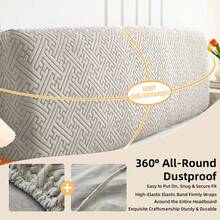 غطاء رأس السرير الجديد المزخرف المقاوم للغبار، غطاء رأس السرير الكامل ذو اللون الأحادي، غطاء رأس السرير الفاخر المطاطي المزخرف، مناسب لحماية وديكور الأثاث - رمادي فاتح - مشاهدة 7