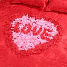 100 Pieces Red Artificial Rose Petals, Romantic Wedding Decorations, Bridal Showers, Valentine's Day Proposals, Wedding Room Decorations, Proposals, And Confessions. Create A Romantic Atmosphere. - 紅色 - 查看 3