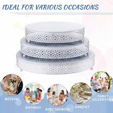 3-Piece Cake Stand Set Round Metal Cake Stands Dessert Display Cupcake Stands, Gold - 白色 - 查看 4