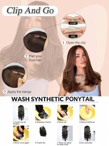 Side Air Bangs Wig Clip In, 8 Inch French Clip Front Side Bangs For Women - Daily Use Natural Hair Extension - Multicolor - View 8