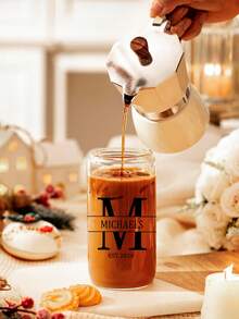 1pc 500ml Personalized Name Custom Large Capacity Glass Cup With Straw & Straw Brush, Bamboo Lid, Mother's Day Gift, Cooling Drink/Coffee/Beverage Cup, Customizable Name, Beer/Juice/Milk/Iced Coffee Cup - Gift For Friends, Couples, Parents, Mother, Classmates, Multi-Functional, Ornamental, Reusable, Exquisite, Stylish, High-Quality, Colorful, Modern, Custom, Personalized, Unique, Ideal Gifts For Him, Ideal Gifts For Her, Boyfriend, Dad, Girlfriend, Mom, Family, Friends, Tea Room, Home, Garden, Office, Brunch-Ready,Home & Living,Christmas Home Atmosphere,Souvenirs,Chic Design