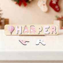 [New Font And New Pattern] Customized Puzzles, Customized Children's Educational Toys With Optional Bottom Plate Patterns, Support Customization Of 3-10 Letters And 1 Pattern, Suitable Birth Gifts, Christmas Gifts(With Stand)