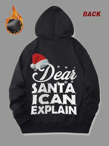 Santa Hat Humor Graphic Design, Christmas Couple Outfits, Men'S Hoodie And Sweatshirt, Thickened, Suitable For Autumn And Winter Wear, Creative Printed Hoodie, Daily Gift, Gifts For Men, Group Printed Clothing, Unisex.,Fall Hoodies,Men's Fall Clothes,Street Wear,Halloween,Mens Hoodies,Y2k Clothes,Jesus Hoodie,Thanksgiving Day,Nightmare Before Christmas,Christmas - màu đen - Xem 1