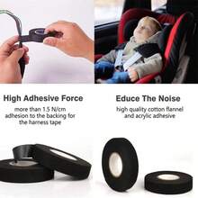 15M Automotive Flocked Wiring Harness Tape, Flame Retardant Flocked Cloth Tape, Black Polyester Flocked Wrap Tape