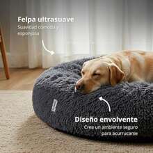 Furbedz Cama para Perro Mediano, diseño antiestrés, Cama Lavable con Funda extraíble intercambeable, Felpa ultrasuave, Forro Interno, Soporte ortopédico Memory Foam, Base Impermeable(Grande (100 cm) Gris Oxford) - Tipo 7 - Ver 2