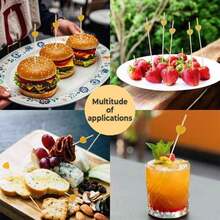 50/10/100/200pcs, 12cm Heart-Shaped Bamboo Skewers For Cupcakes, Fruit, Party Desserts, Salads, Cocktails, Wedding Decoration, Gold Heart Cocktail Picks, Sandwich & Appetizer Bamboo Toothpicks, Summer Party Supplies - Gold - View 2