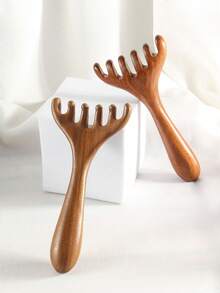 2件/3件/4件檀香按摩工具套装，包括面部和头部按摩刮刀、面部美容按摩棒、用于肌肉放松的身体按摩板