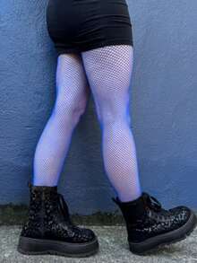 1pc Women's Plus Size Sexy Ripped Hollow Fishnet Pantyhose Tights, Sexy Ripped Hollow Pantyhose Stockings With Vintage Ripped Design, Suitable For Clubbing/Party/Daily Wear - Blue - View 2
