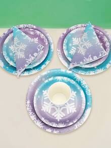10pcs/20pcs Christmas Snowflake Tableware Set Winter Frozen Birthday Party Supplies Blue Snowflake Paper Plates Cups Napkins Dinnerware Pack For Christmas Winter Wonderland Frozen-Themed Birthday Babe Shower Decorations - Multicolor - View 6