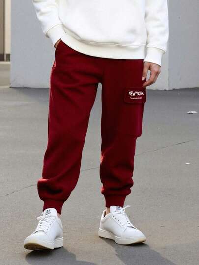 Tween Boys Spring/Autumn 2-Piece Set, Letter Print Hooded Sweatshirt & Casual Pants With Large Pockets, Comfortable Outdoor Street Style Outfit