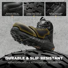 Composite Toe Boots For Men – Waterproof Lightweight Non-Slip ASTM F2412-24 & ASTM F2913-24 Work Boots For Warehouse & Construction, VaporGuard-Nano - 黑色 - 查看 7