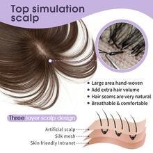 5x9cm Human Hair Topper Hair Piece Top Base Middle Part With Bangs 10 Colors Available For Women Hair Loss Or Bangs HairStyle - S2 - Xem 5