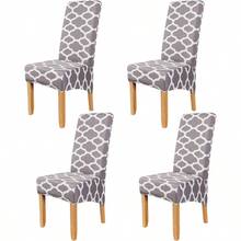 Large Size High Back Strench Knitted Dining Chair Covers Set Of 6, Elastic Kitchen Chair Slipcovers Removable Nonslip Hotel Dining Room Ceremony Banquet Wedding Party 6 Pack - Grey-btc01 + 4 Pack - View 1