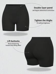 Women's Seamless Shaping Briefs, Dress Lining Shapewear Shorts, Tummy Control Butt Lifting Panties - Black - View 5