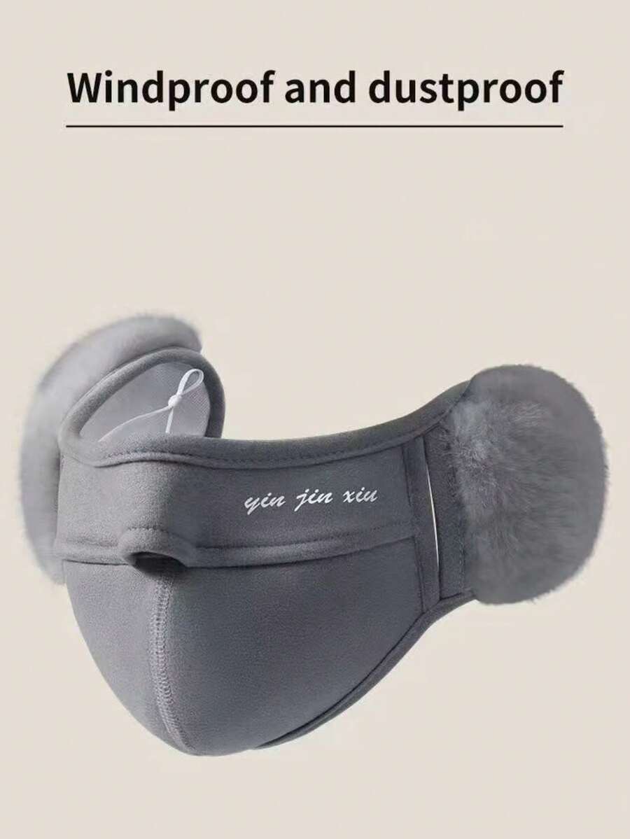 1pc Winter Warm Mouth & Ear Cover Mask For Women, High-Quality Windproof Cold-Proof Fleece Ear Warmer Cycling Face Mask