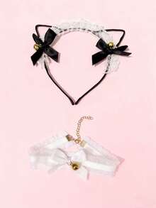 2 Stück Sexy Katzenohren Haarreif mit Glöckchen & Schleife, Party Dekoration, Halloween Geschenk, Herbst Mode Haaraccessoires für Frauen