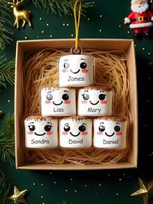 1PC Personalized Marshmallow Family Christmas Ornament Custom Name Holiday Keepsake Cute Marshmallow Couple Ornament Kids Parents Grandparents Decoration Unique 2025 Christmas Gift For Family Friends Couples And Loved Ones Christmas Christmas Decorations Room Decor Bedroom Home Decor - Multicolor - View 6