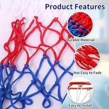 1/2 Packs Of Three-Color Basketball Nets, Red, White And Blue Design, Easy To Install, Durable Nylon Material Suitable For Indoor And Outdoor Basketball Hoops, Universal Replacement Basketball Net, Suitable For Home Courts, Schools And Parks, Improve Shooting Practice And Game Experience
