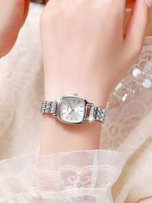 LIANDU 1 Damen Uhr, elegante hochwertige quadratische Zifferblatt Damen Quarzuhr, stilvolle Quarz Zeitanzeige mit hochwertigem Edelstahl Armband, geeignet für den täglichen Gebrauch, Abendveranstaltungen und besondere Anlässe, mit sorgfältig gefertigten Details, perfekt für den täglichen Arbeitsweg oder als Geschenk