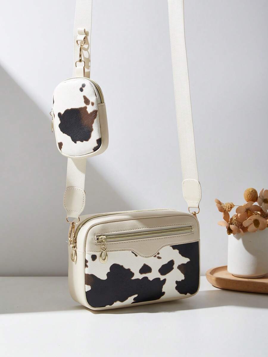 女士小方形单肩包、斜挎包、牛皮纹手提包、零钱包