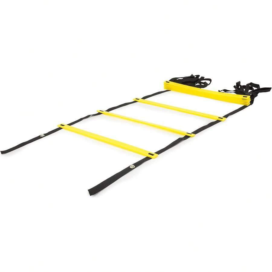 Escalera de agilidad ProSource Fit Speed de 8, 12 y 20 peldaños para entrenamiento de velocidad y ejercicios de agilidad deportiva con bolsa de transporte gratuita - Amarillo - 8 peldaños - Ver 1