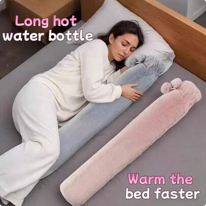 1 set extra stor varmvattenflaska med flanellöverdrag, 2500 ml kapacitet, lång påfyllningsbar, lämplig för sängkläder och fötter. Hudvänligt material, läckagesäker, avtagbar och tvättbar. Viktig för vintern, kan användas för att värma händer, midja, mage, axlar och ben. Perfekt för födelsedagsfester, julklappar, Ramadanpresenter och Ramadanpresenter.
