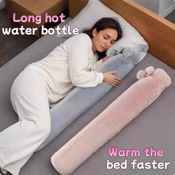 1 set extra stor varmvattenflaska med flanellöverdrag, 2500 ml kapacitet, lång påfyllningsbar, lämplig för sängkläder och fötter. Hudvänligt material, läckagesäker, avtagbar och tvättbar. Viktig för vintern, kan användas för att värma händer, midja, mage, axlar och ben. Perfekt för födelsedagsfester, julklappar, Ramadanpresenter och Ramadanpresenter.