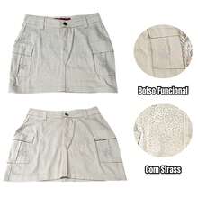 Women's Cargo Skirt With Star Rhinestone Shine - 米色 - 查看 7