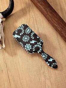 1支西部牛仔风格绿松石牛头闪电印花大号气垫发梳，美发造型工具，头皮按摩梳，日常使用，发梳，后梳，造型梳，卷发梳，边缘梳，梳子，梳头，发梳套装，梳子，卷发梳，解结梳，女士发梳，头发，旅行，美发产品，美发工具，美发用品，理发师，理发师配件，理发店，美发设备 - 彩色 - 查看 14