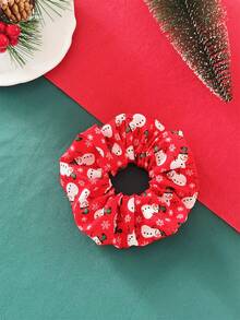 Conjunto de 4 elásticos de cabelo de tecido com elementos natalinos - Papai Noel, listras, floco de neve, sino, boneco de neve e estampa xadrez. Ideais para festas de fim de ano, rabo de cavalo, passeios diários e para um estilo urbano elegante.