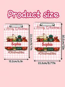 1pc Customized Personalized Christmas Clipboard, Can Customize Name, Pink Merry Christmas Clipboard With Santa Hat, Christmas Shoes And Christmas Balls, Christmas Office Supplies, Christmas Gift, Durable Clipboard, Suitable For Nurses, Schools, Offices, Personalized Gift, Customized Christmas Gift, Christmas, Personalized Decoration - Pink - View 8