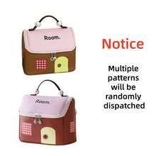 1 pezzo Borsa trucco per donne con motivo dopamina, grande capacità, scomparti, portatile e impermeabile per il viaggio, da tenere in mano