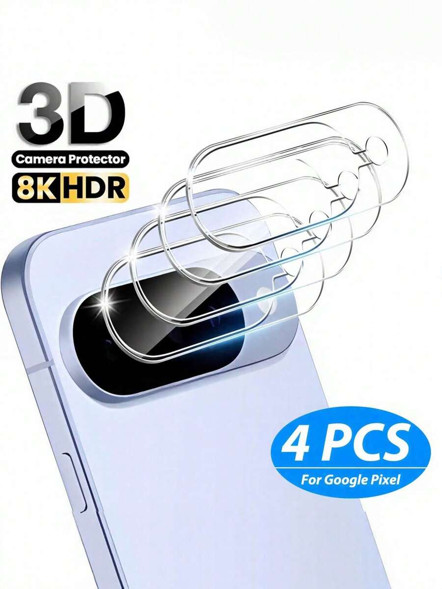 4 件装相机镜头保护膜适用于 Pixel 10 9 Pro XL 8 8A 7 7A 6 Pro 6A - 9H 硬度钢化玻璃,防刮保护,保护壳友好设计 - 透明屏幕保护膜 - 無色 - 查看 1