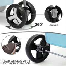 MoNiBloom Cochecitos plegables para perros pequeños con cubierta para el clima, carrito de paseo para mascotas de 3 ruedas para perros y gatos con cesta de almacenamiento y soporte para tazas, malla(Verde (Mint Green)) - Tipo 4 - Ver 12