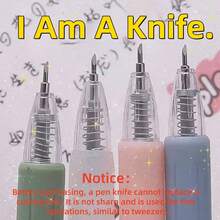 1pc Art Utility Knife PenPush Style Art Knife Set For Sticker Album, Cutting Tool, Utility Knife, Lettering Knife, Student Diy Arts And Crafts Supplies(Notice: Pen Knife Can Not Replace A Knife, Belongs To The Stationery Supplies,Not Sharp),Back To School,School Supplies