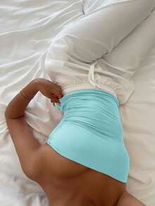 Áo tank top không dây, màu trơn, co giãn ôm sát dành cho nữ của Vaiaye, áo camisole cơ bản không dây thời trang cho mùa xuân và mùa hè. - Màu xanh Bạc hà - Xem 10