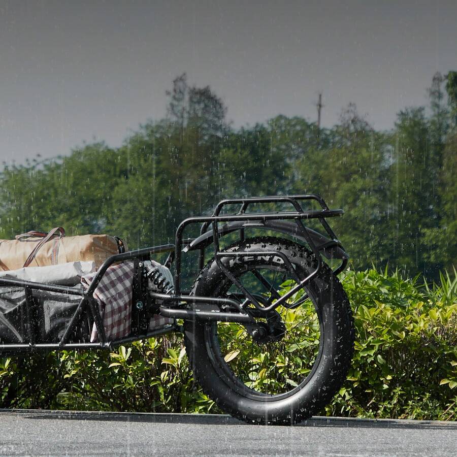 Remolque de carga para bicicletas, capacidad de carga de 70 libras, carro para bicicletas de servicio pesado, almacenamiento compacto y estructura de liberación rápida con enganche universal, ruedas de 20 pulgadas, se adapta a la mayoría de las ruedas de bicicleta, marco de acero al carbono - 70 libras - Ver 1