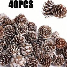 200 pezzi Pigne di Natale naturali mini - Pigne di Natale innevate piccole da 2 cm per decorazioni natalizie - Pigne innevate mini per artigianato fai-da-te, riempimento di vasi, decorazioni autunnali e invernali per albero di Natale