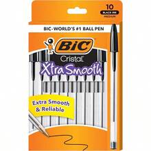BIC Cristal Xtra Smooth Ballpoint Pen Medium Point 1.0mm Black For Everyday Writing Activities 10Countgift - 黑色 - 查看 3