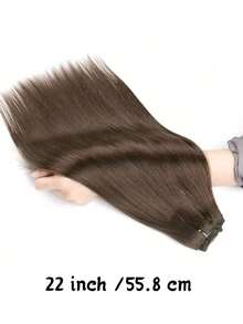 Clip In Hair Extensions Real Human Hair Seamless Human Hair Clip Ins Extensions For Women Invisible Straight 8Pcs Double Weft Chocolate Brown #4 - 巧克力棕 - 查看 3
